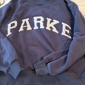 PARK Blue Sweatshirt with White Appliqué Lettering